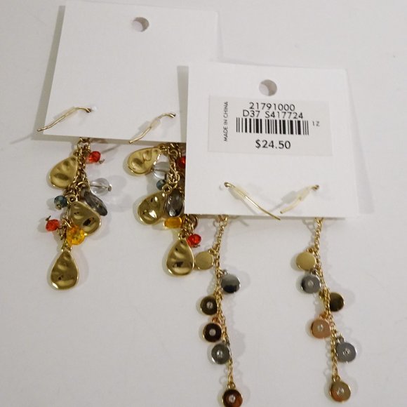 Ann Taylor LOFT Harvest Teardrop Bead Earrings NWT $29.99 Tri Color Earring NWT - Picture 5 of 5